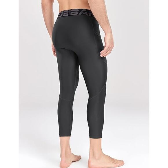 Men's 21" 3/4 Base Layer Compression Capris-Dark Gray-Size M-NEW - Picture 3 of 7